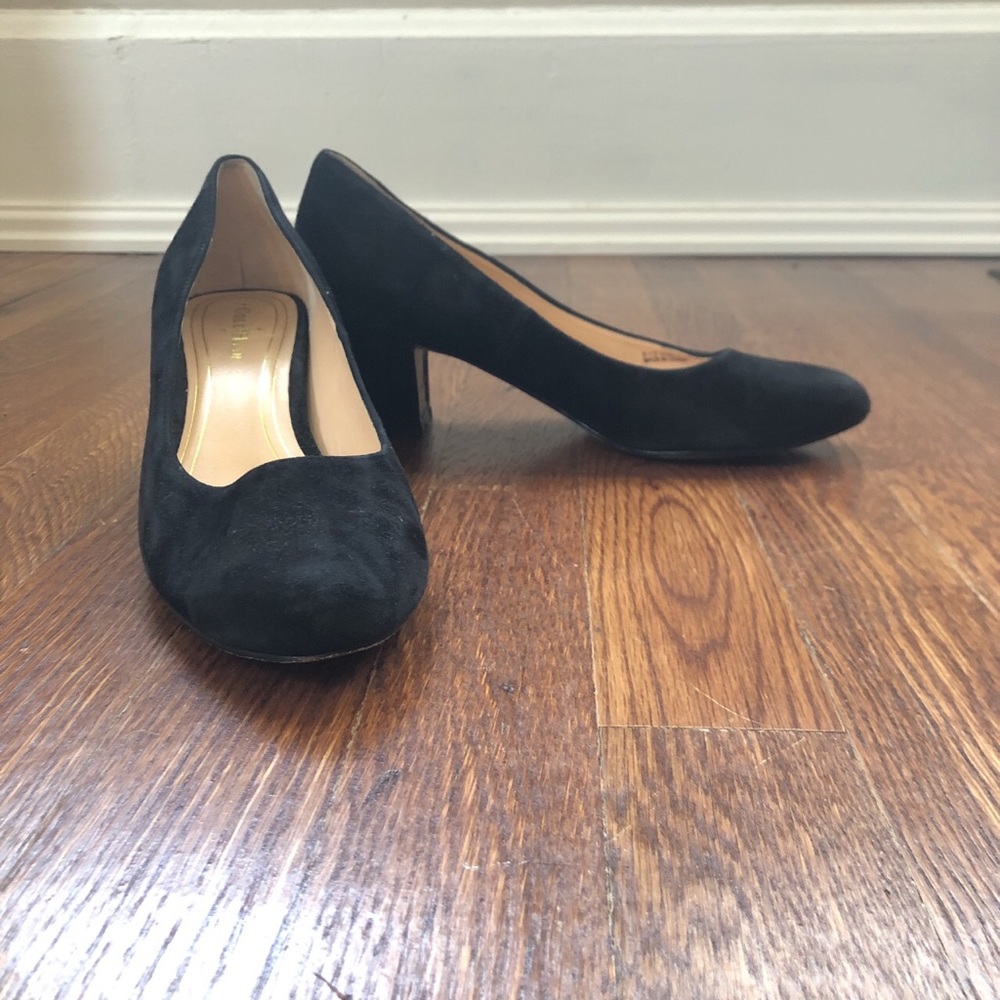 Cole Haan Suede Pumps with Patent Leather Heel